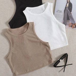 Rib knit halter tops